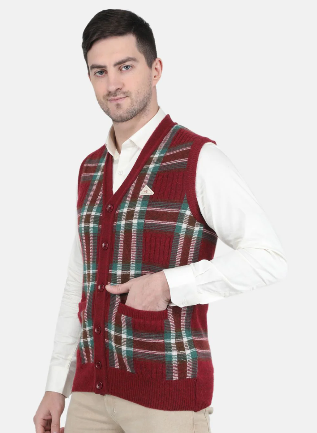 Men Maroon Printed Cardigan - Image 2