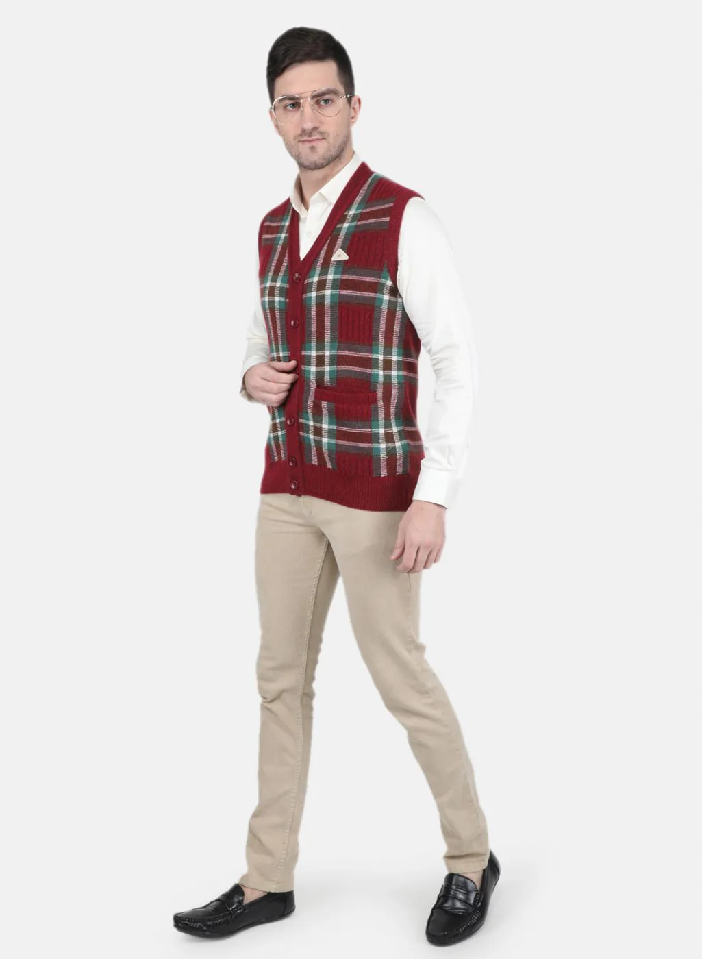 Men Maroon Printed Cardigan - Image 4