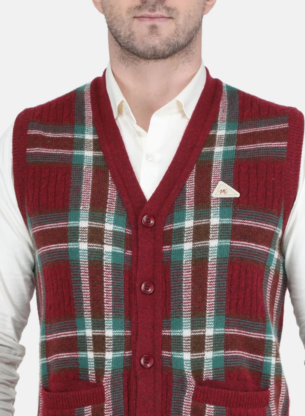 Men Maroon Printed Cardigan - Image 5