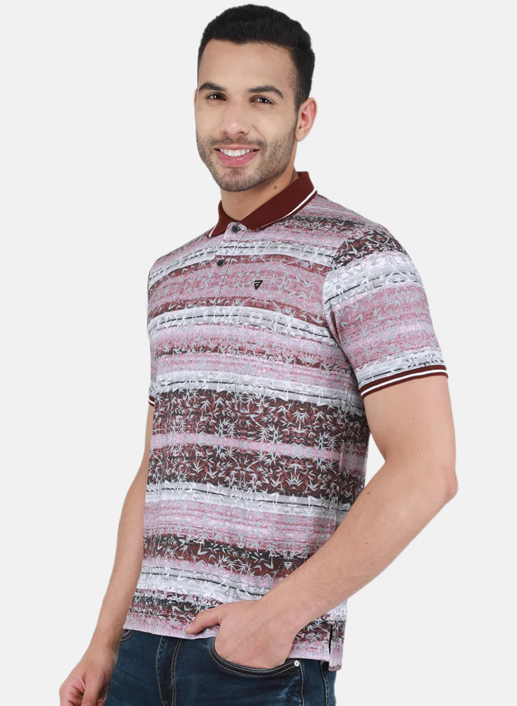 Men Maroon Printed T-Shirt - Image 2