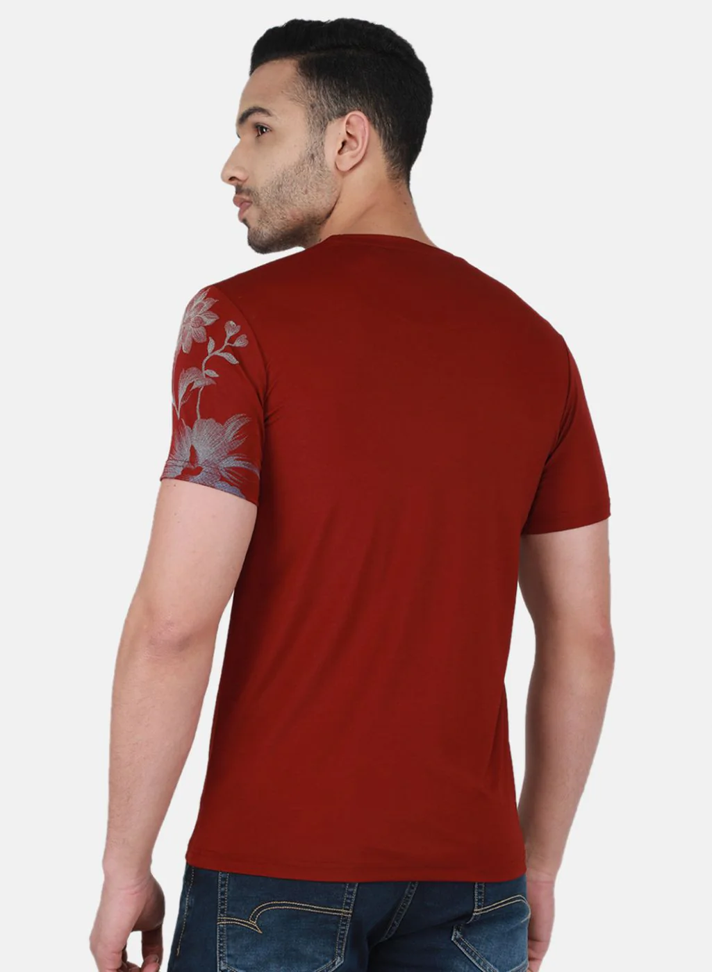 Men Maroon Printed T-Shirt - Image 3