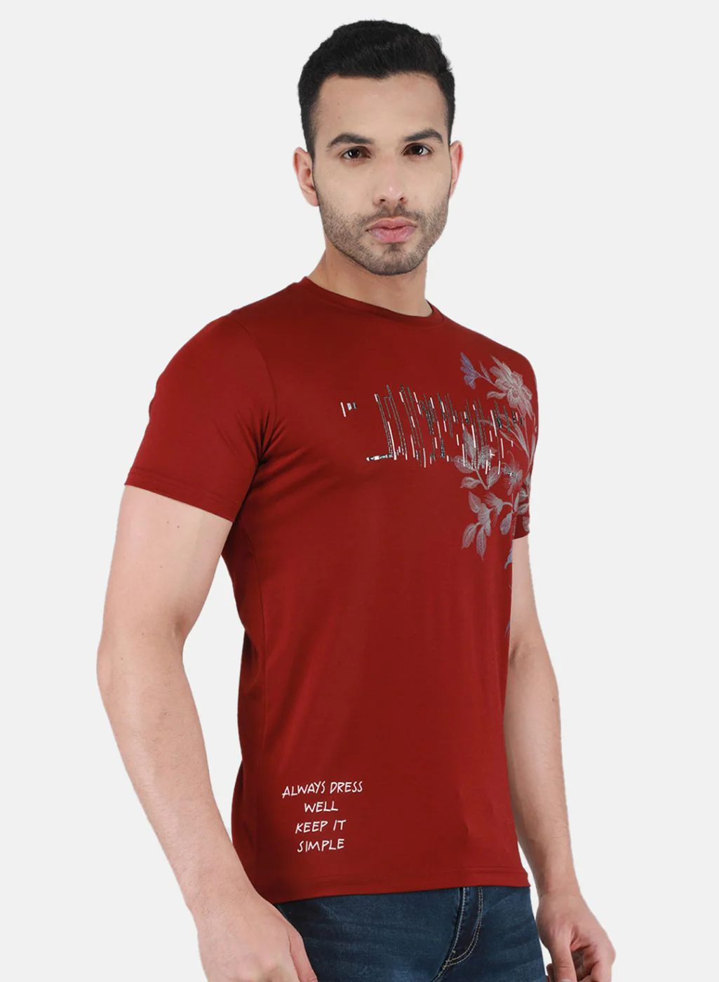Men Maroon Printed T-Shirt - Image 6