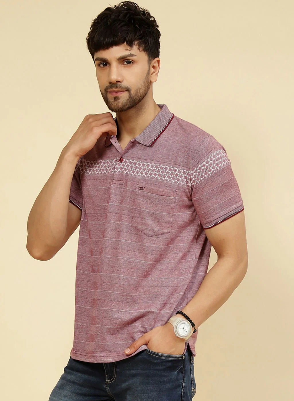 Men Maroon Printed T-Shirt - Image 3