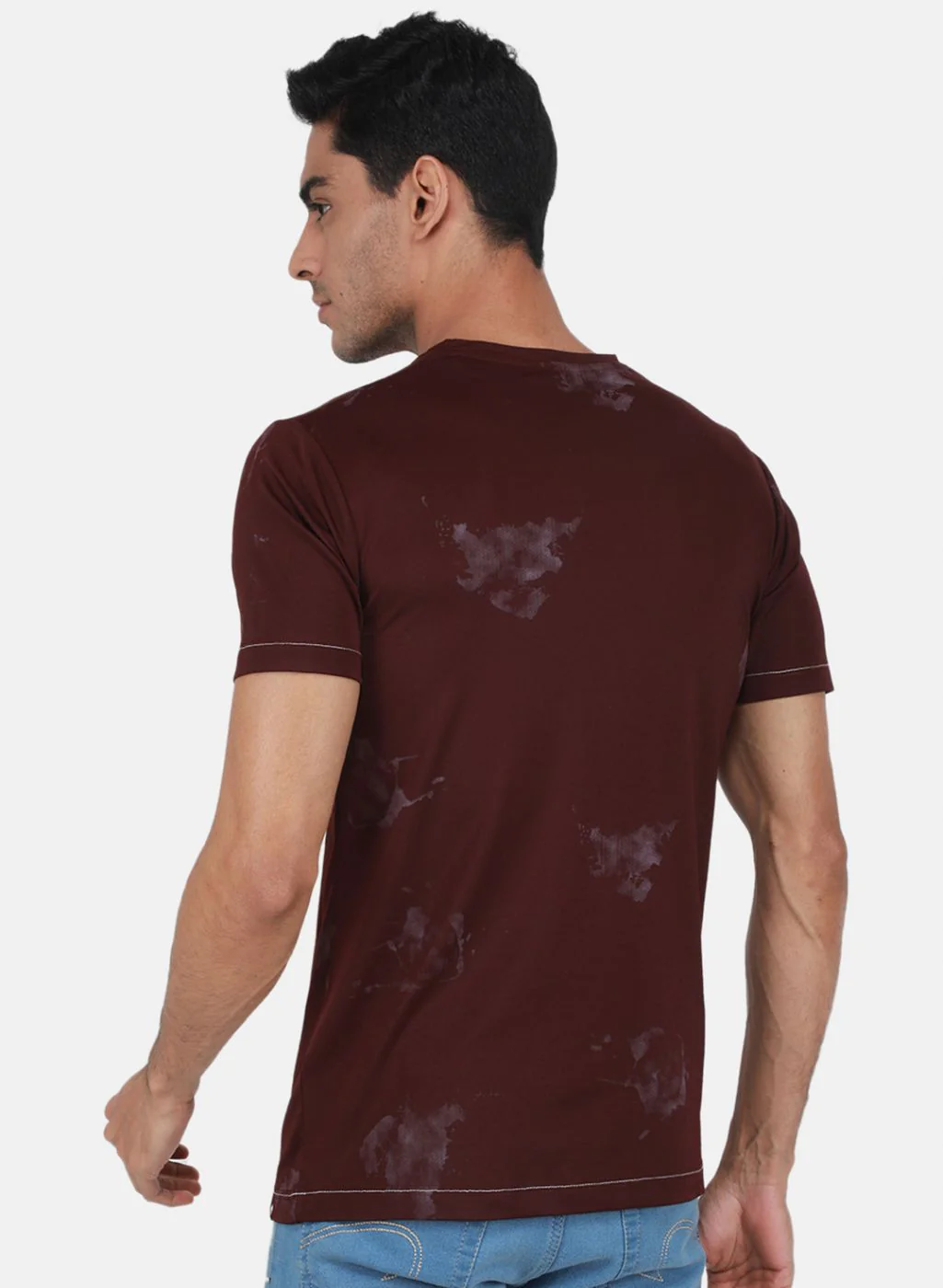 Men Maroon Printed T-Shirt - Image 3