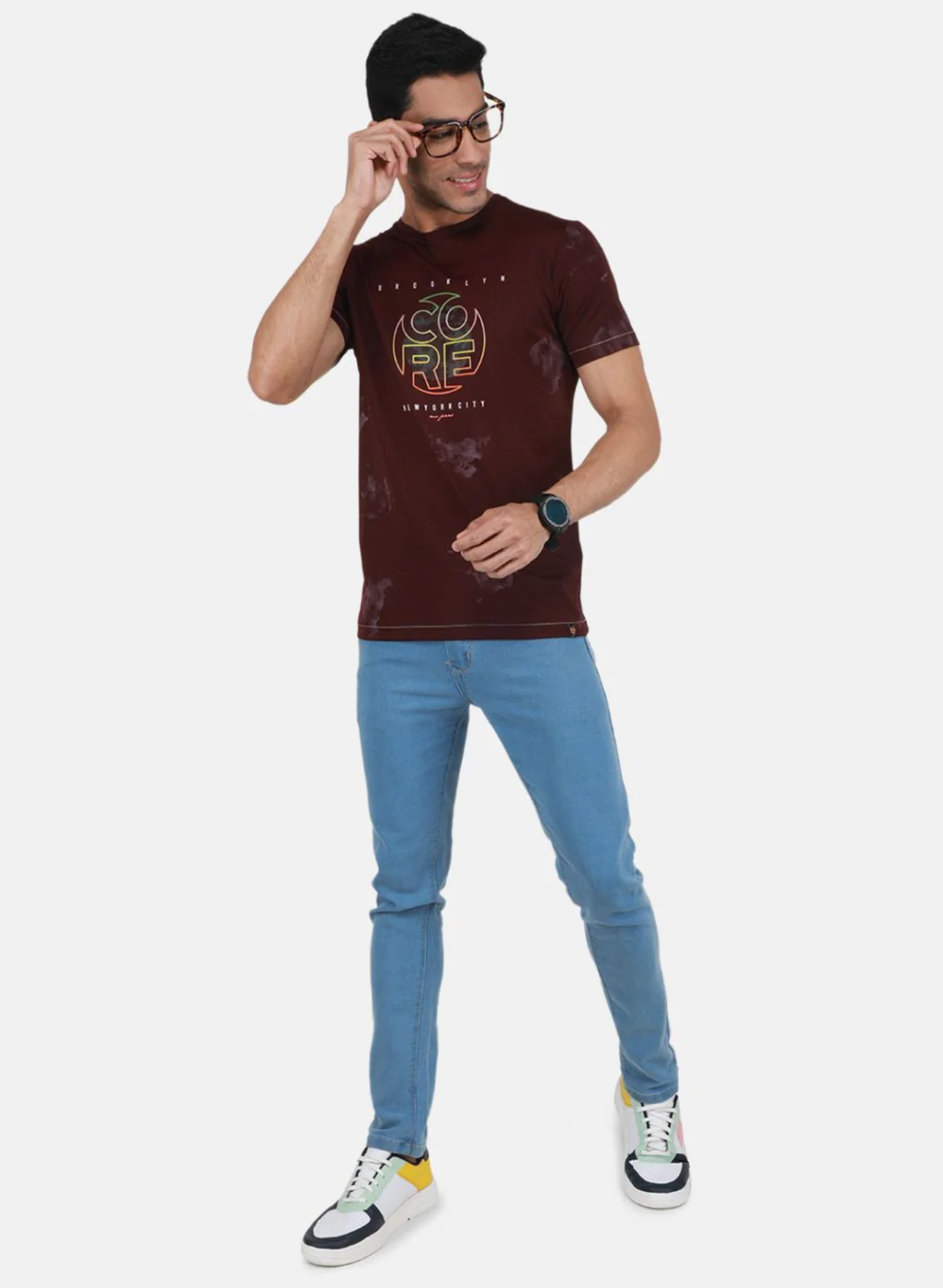 Men Maroon Printed T-Shirt - Image 4