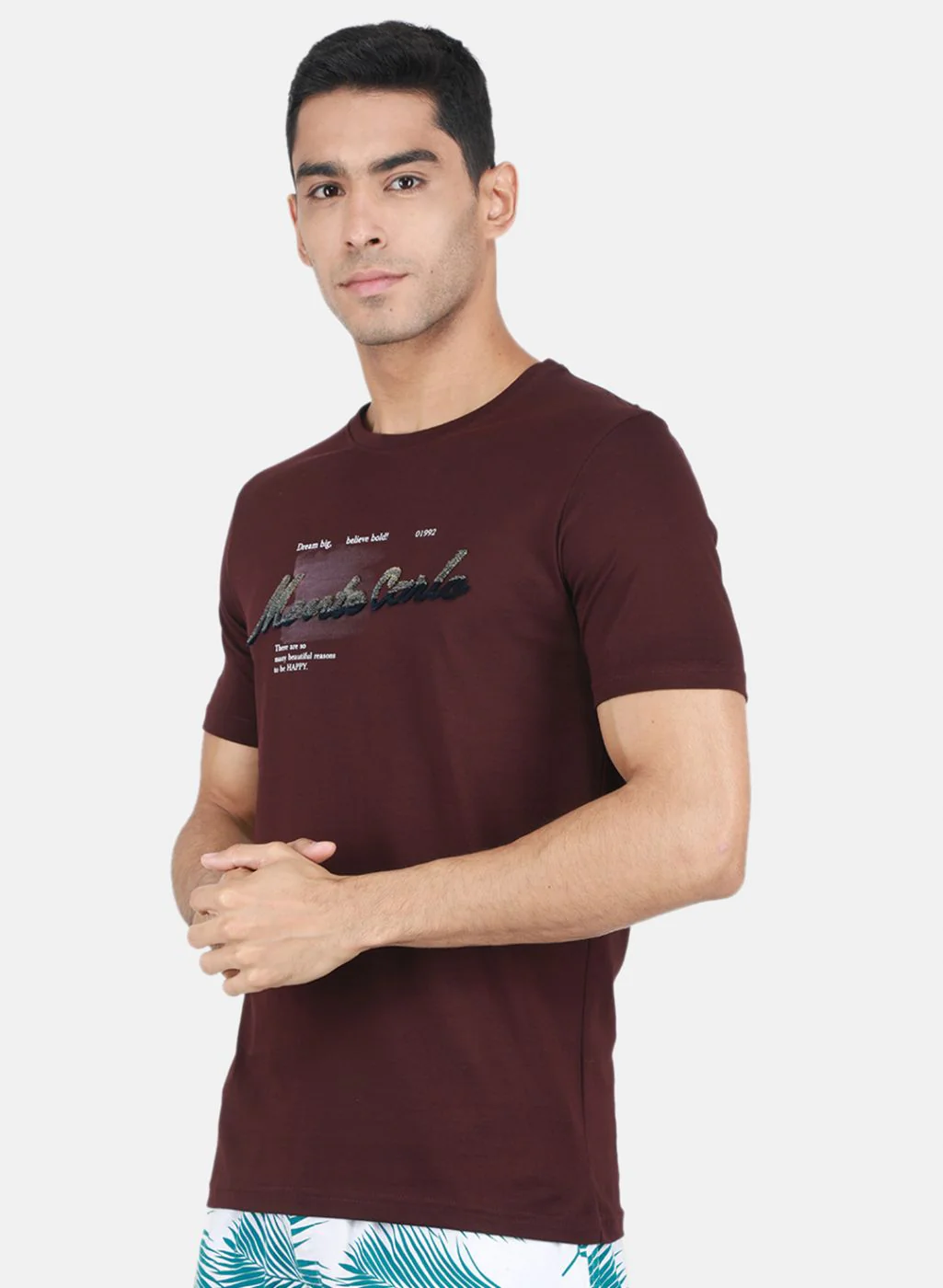 Men Maroon Printed T-Shirt - Image 2