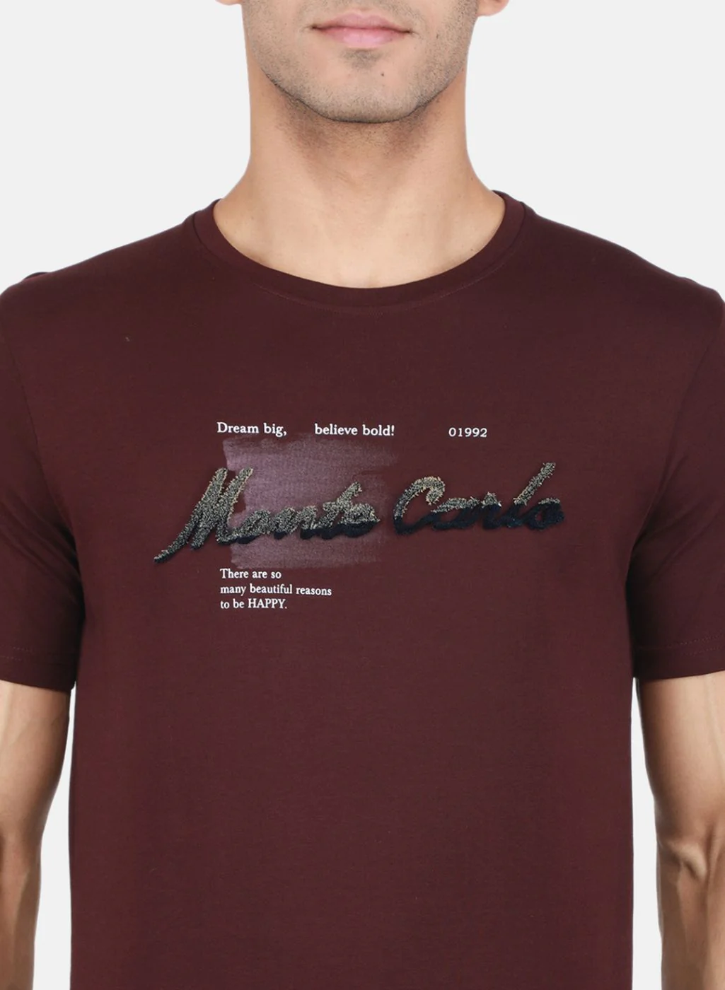 Men Maroon Printed T-Shirt - Image 5