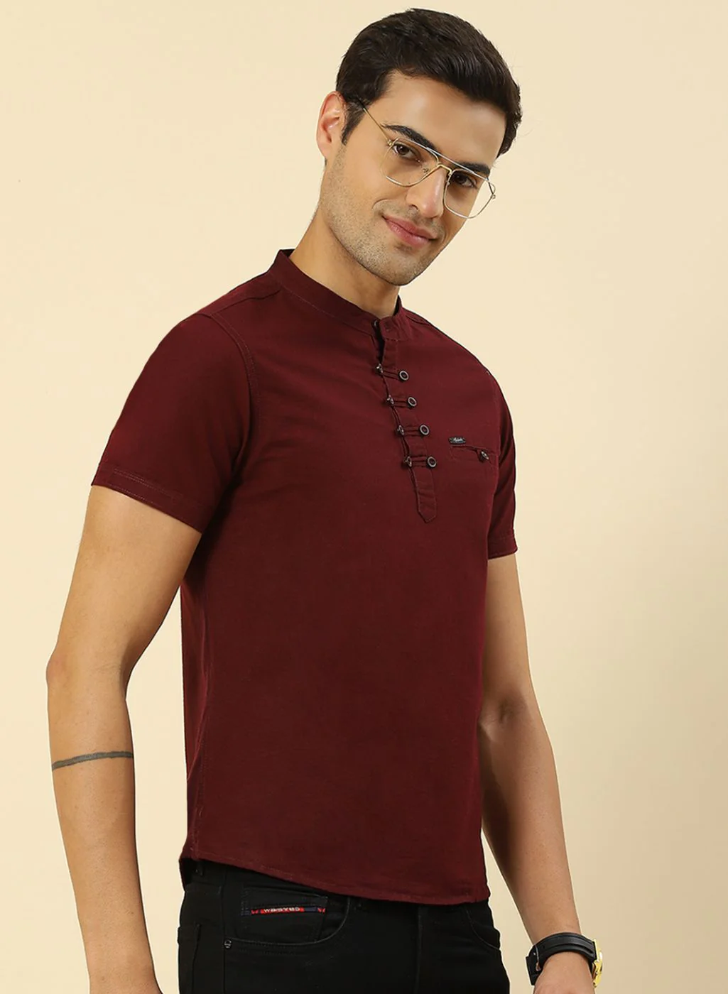 Men Maroon Printed T-Shirt - Image 4