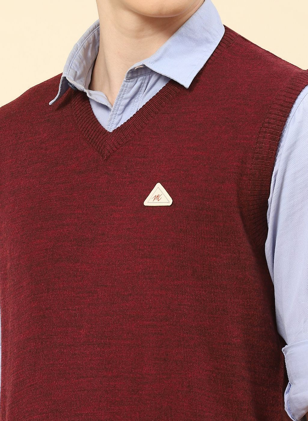 Men Maroon Solid Blend wool Sweater - Image 6