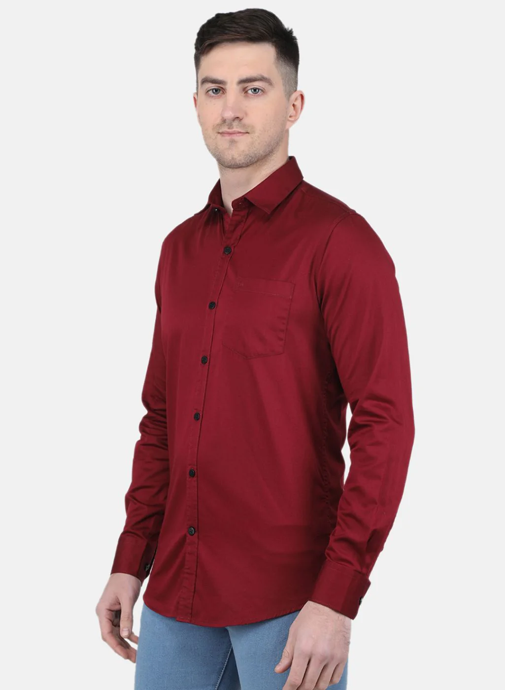 Men Maroon Solid Shirt - Image 2
