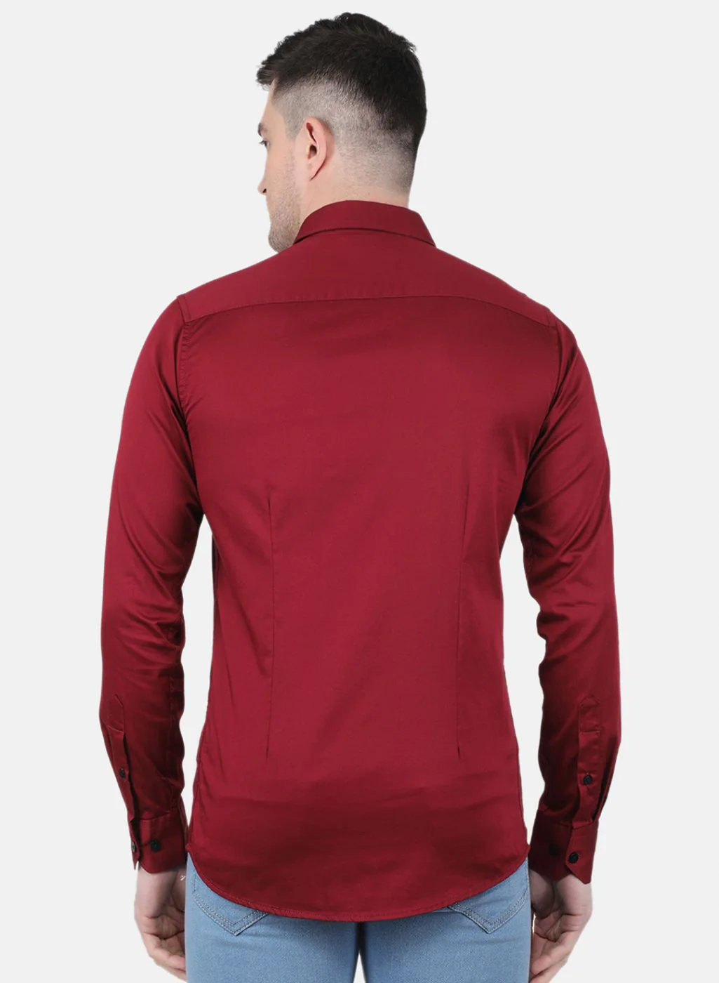 Men Maroon Solid Shirt - Image 3
