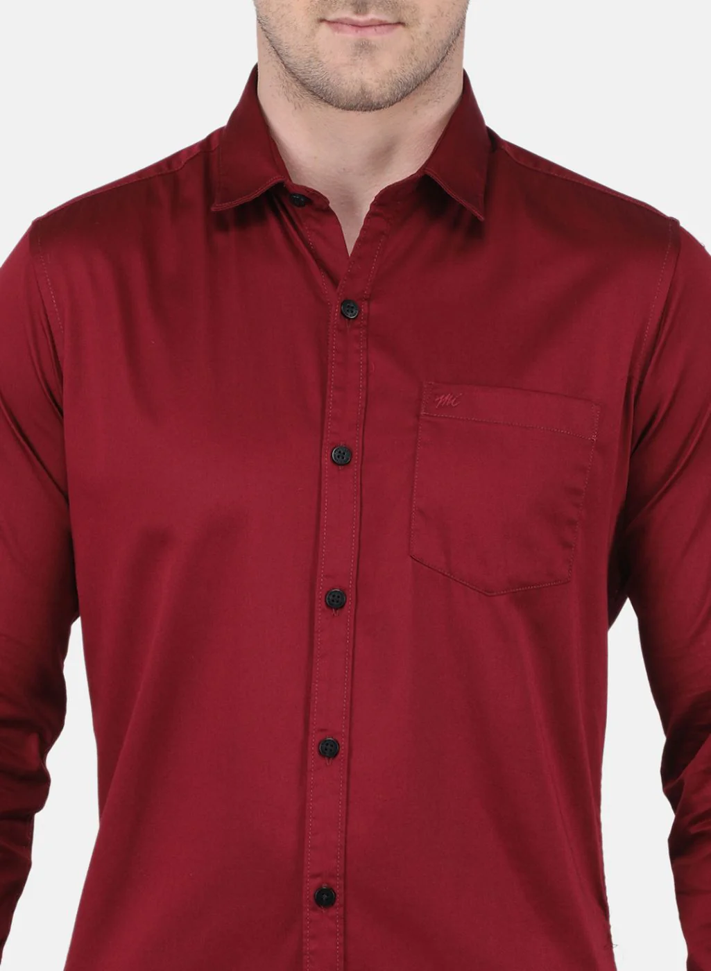 Men Maroon Solid Shirt - Image 5