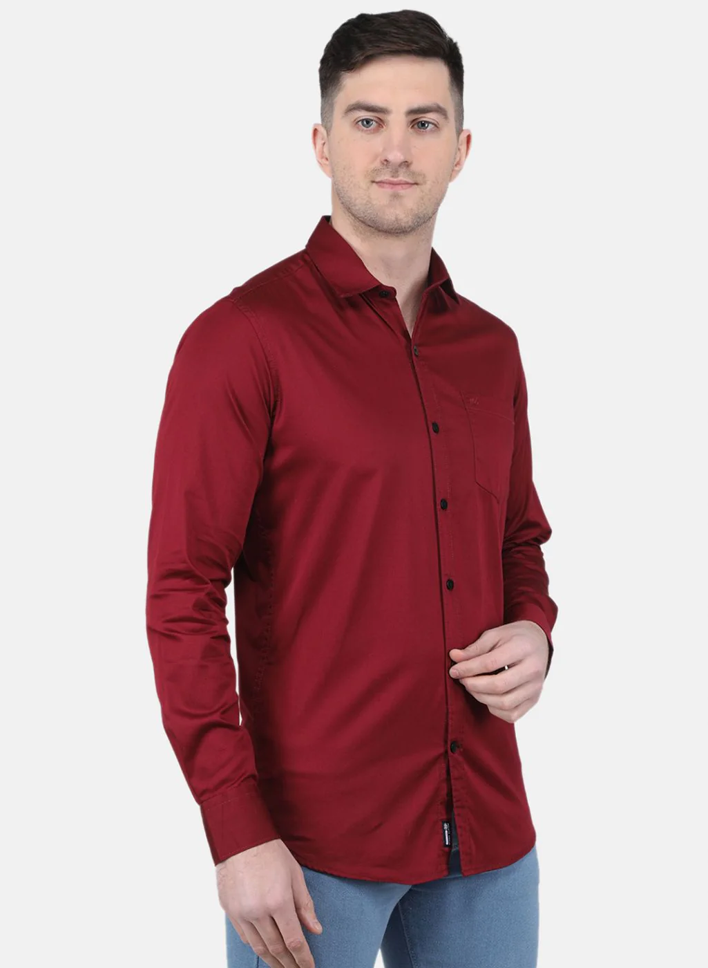 Men Maroon Solid Shirt - Image 6