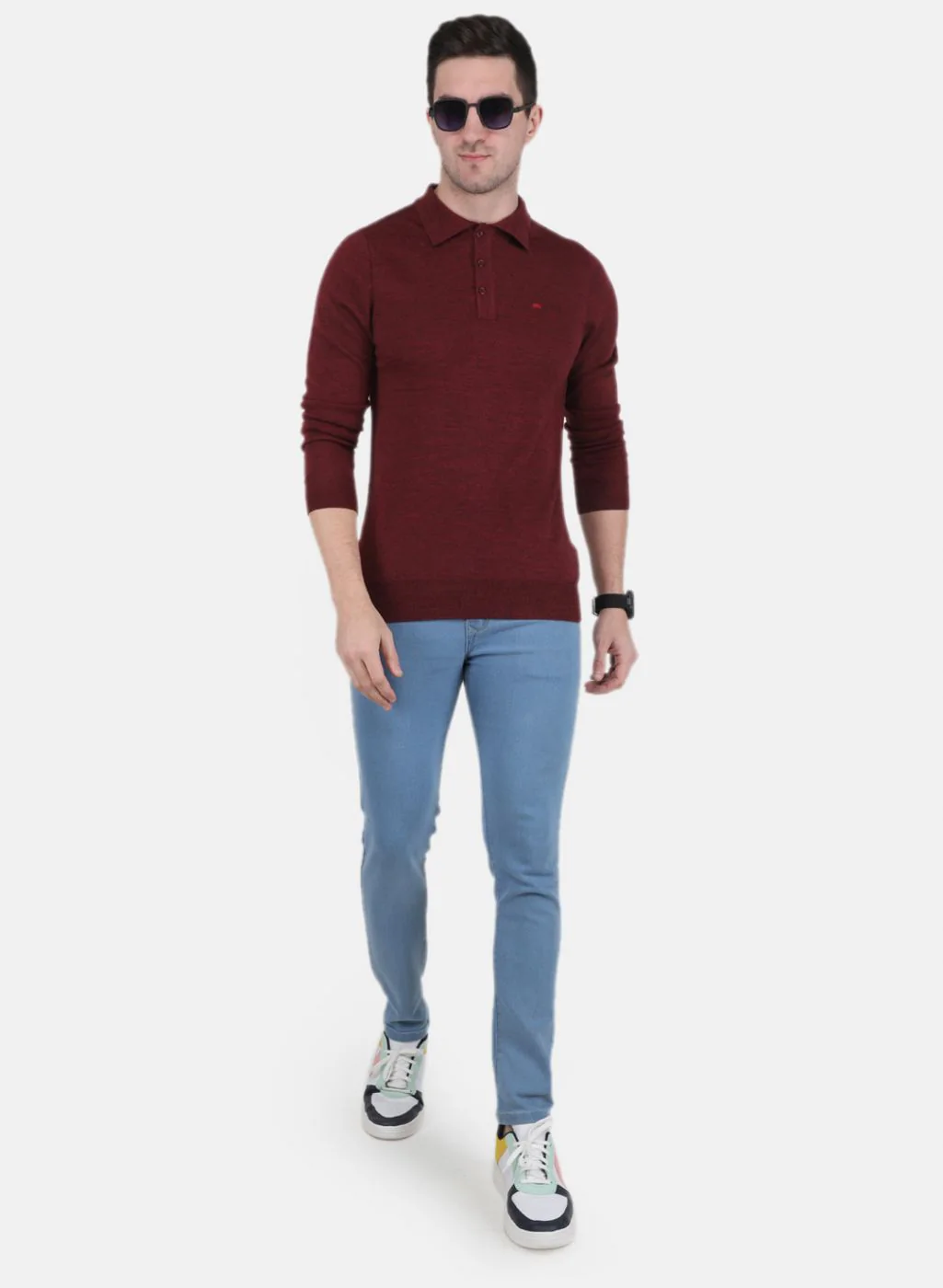 Men Maroon Solid T-Shirt - Image 4