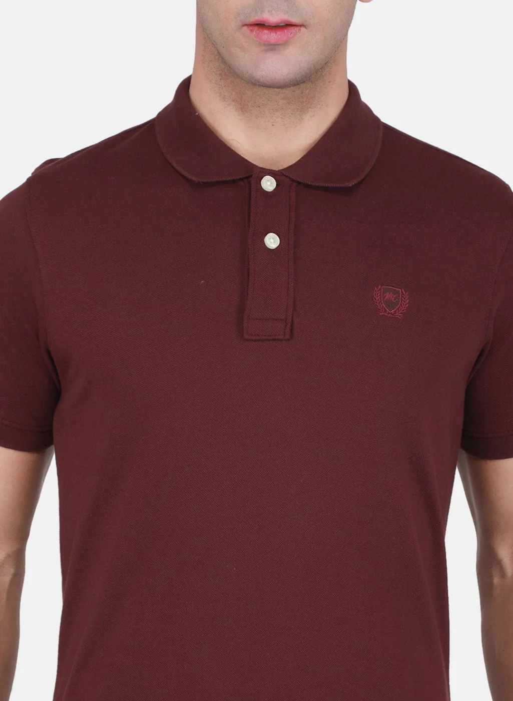 Men Maroon Solid T-Shirt - Image 5
