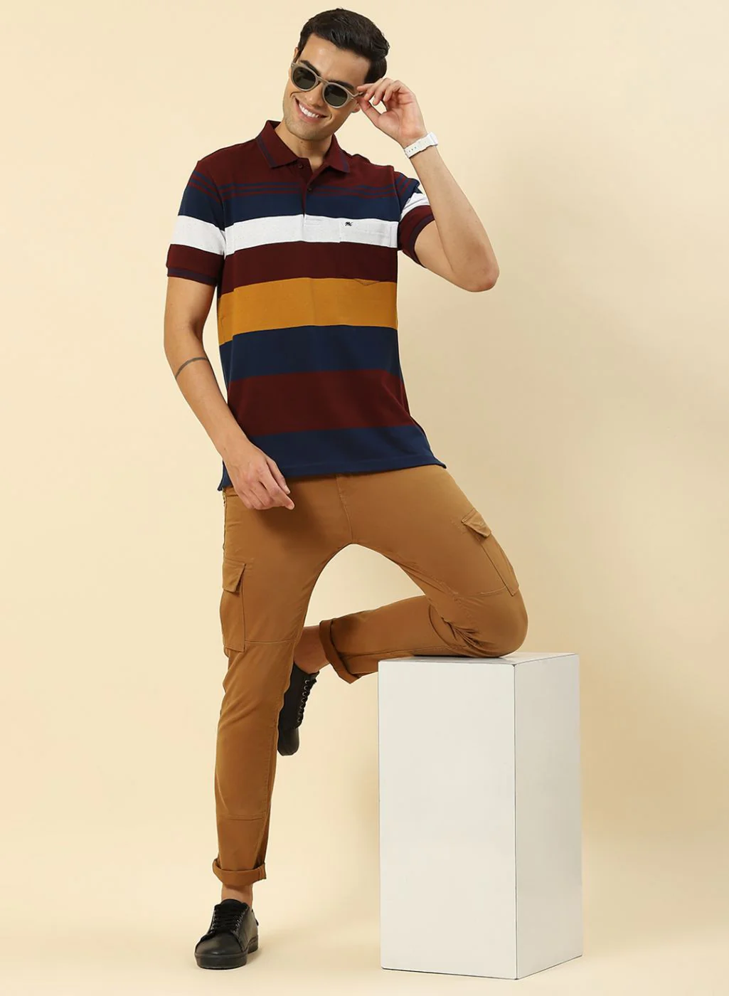 Men Maroon Stripe T-Shirt - Image 5