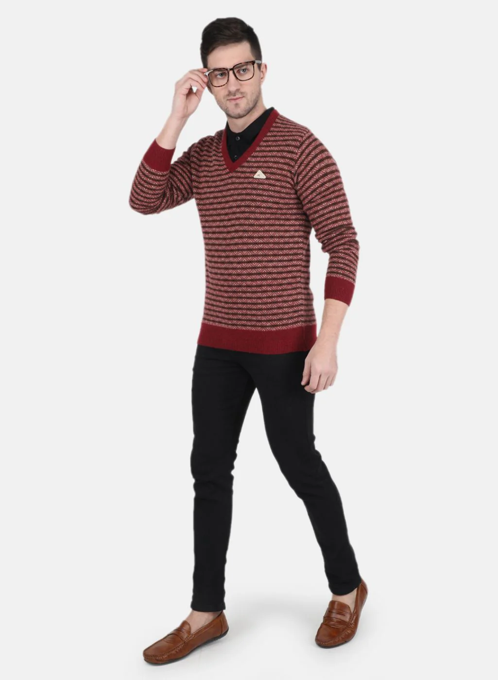 Men Multicolor Self Design Pullover - Image 4