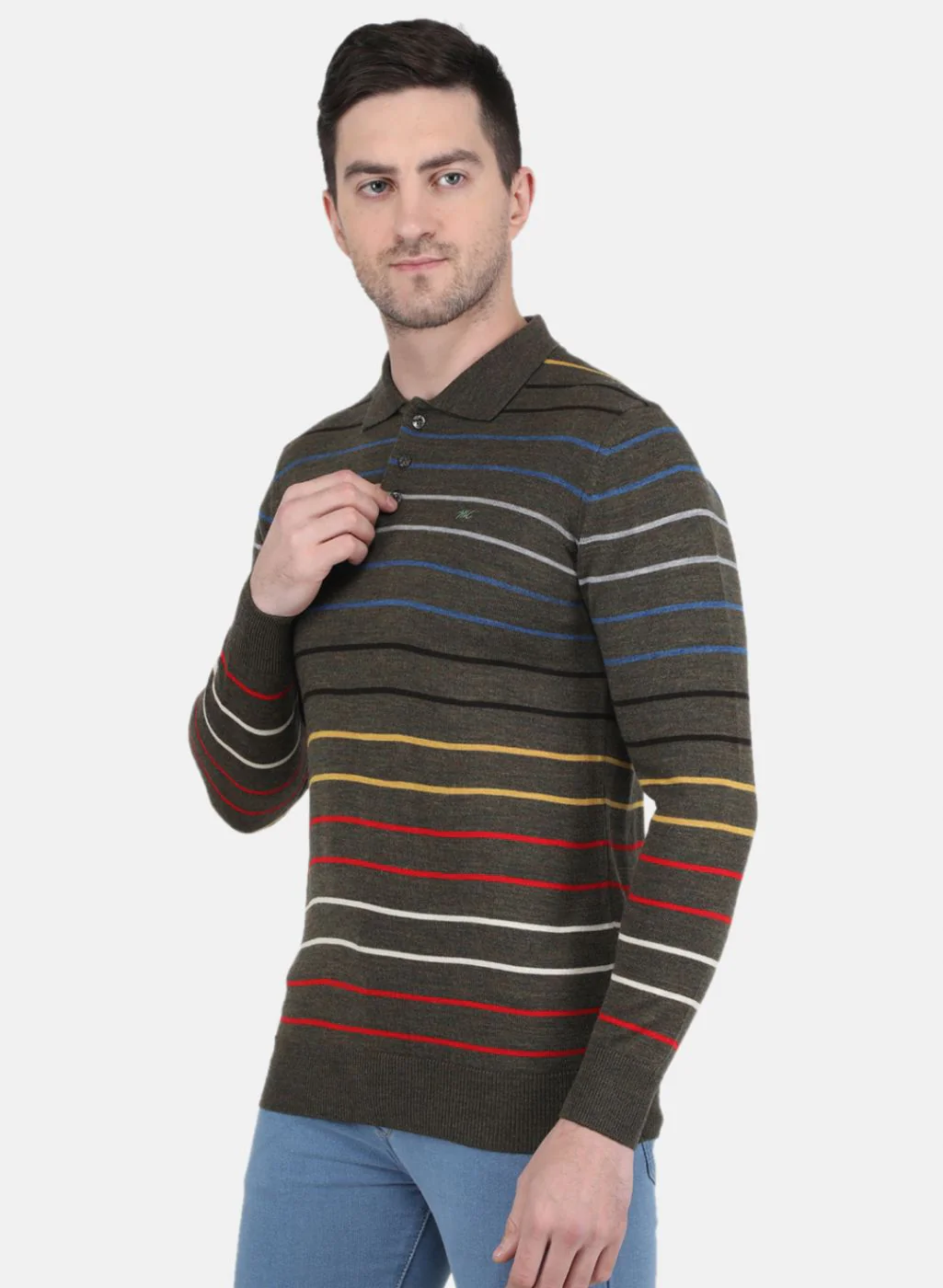 Men Multicolor Stripe T-Shirt - Image 2