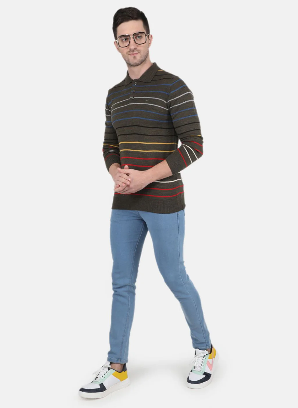 Men Multicolor Stripe T-Shirt - Image 4