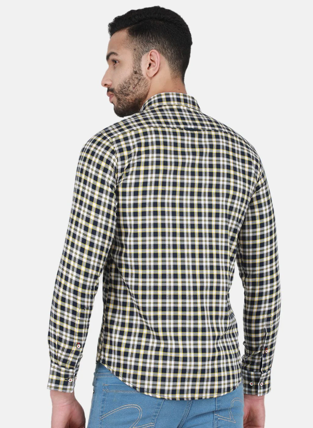 Men Mustard Check Shirt - Image 3