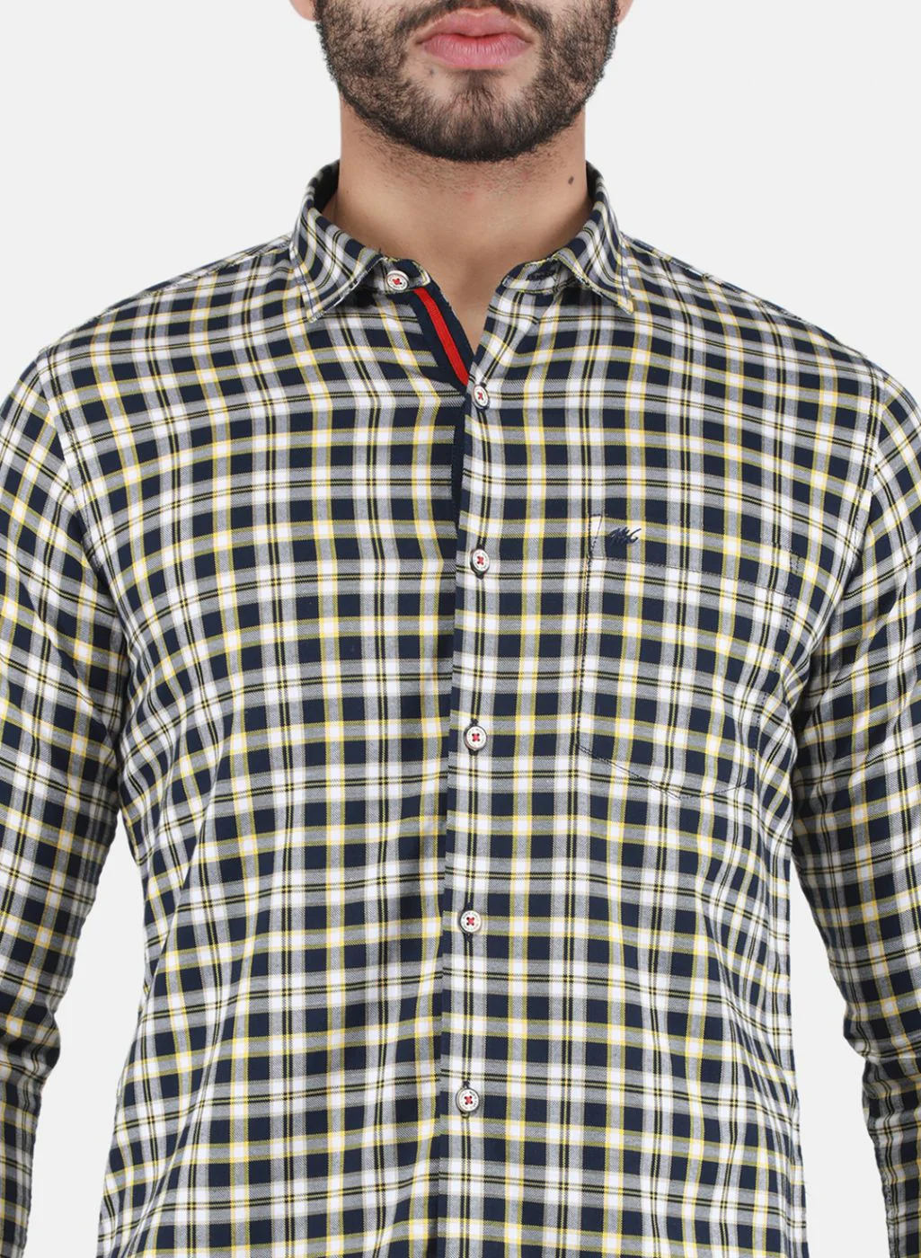 Men Mustard Check Shirt - Image 5