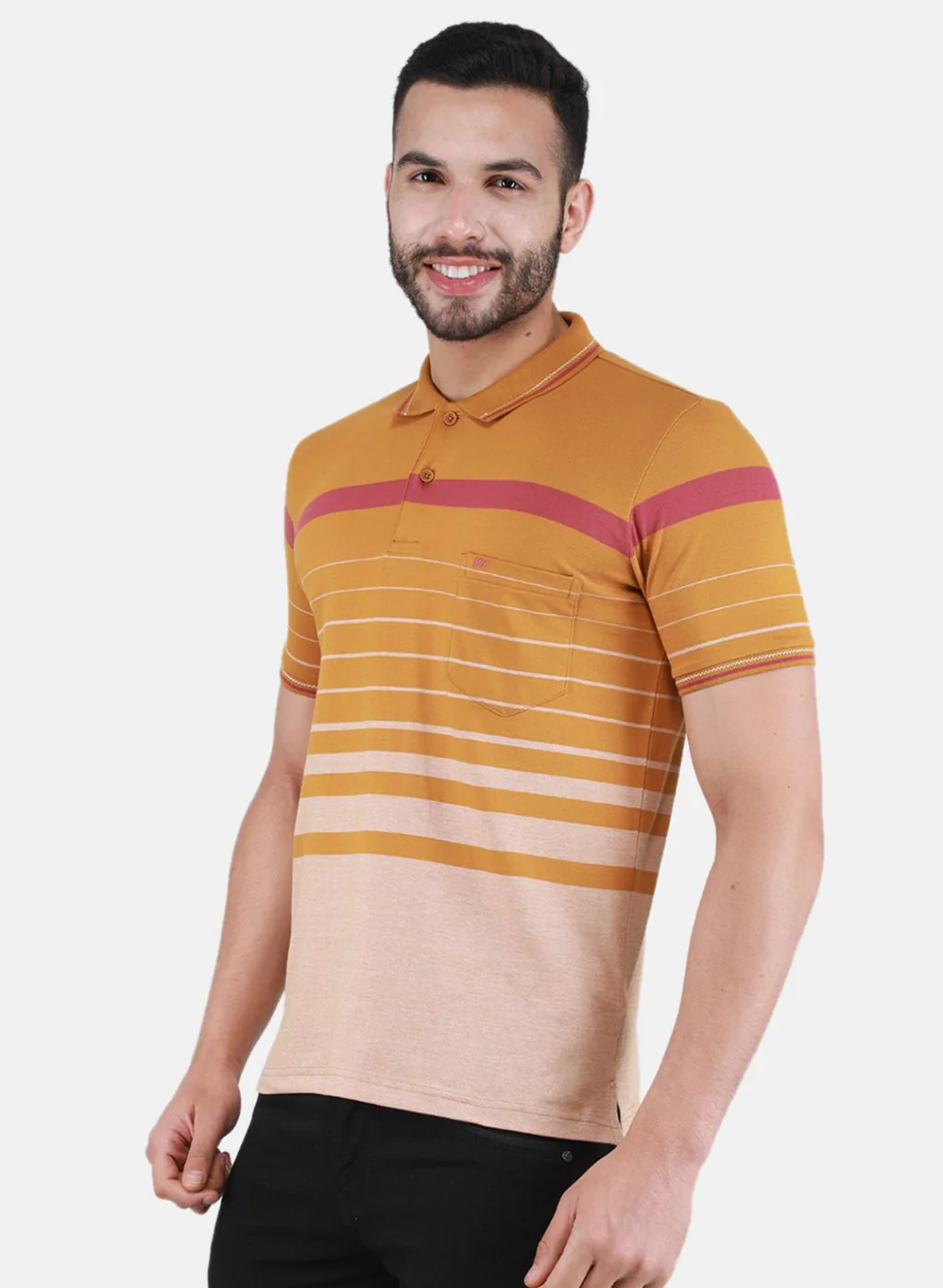 Men Mustard Printed T-Shirt - Image 2