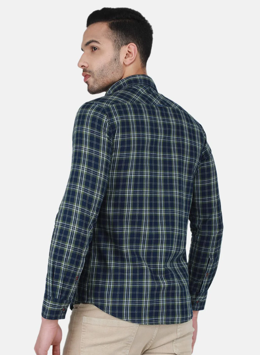 Men NAvy Blue Check Shirt - Image 3