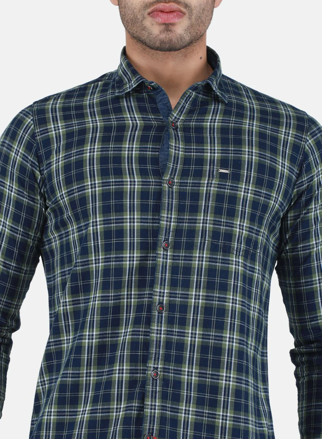 Men NAvy Blue Check Shirt - Image 5