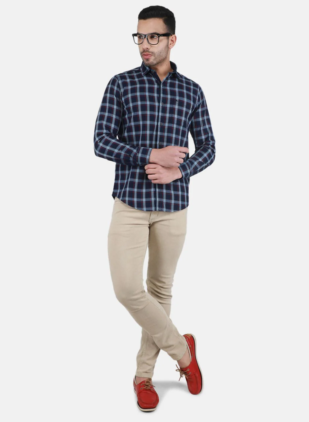 Men NAvy Blue Check Shirt - Image 4