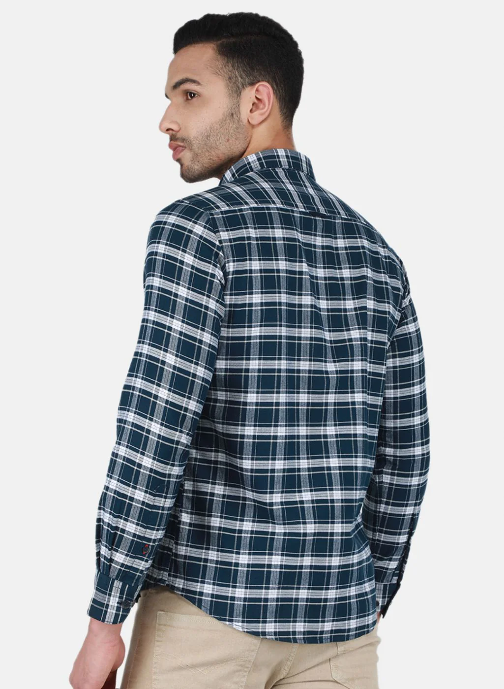 Men NAvy Blue Check Shirt - Image 3