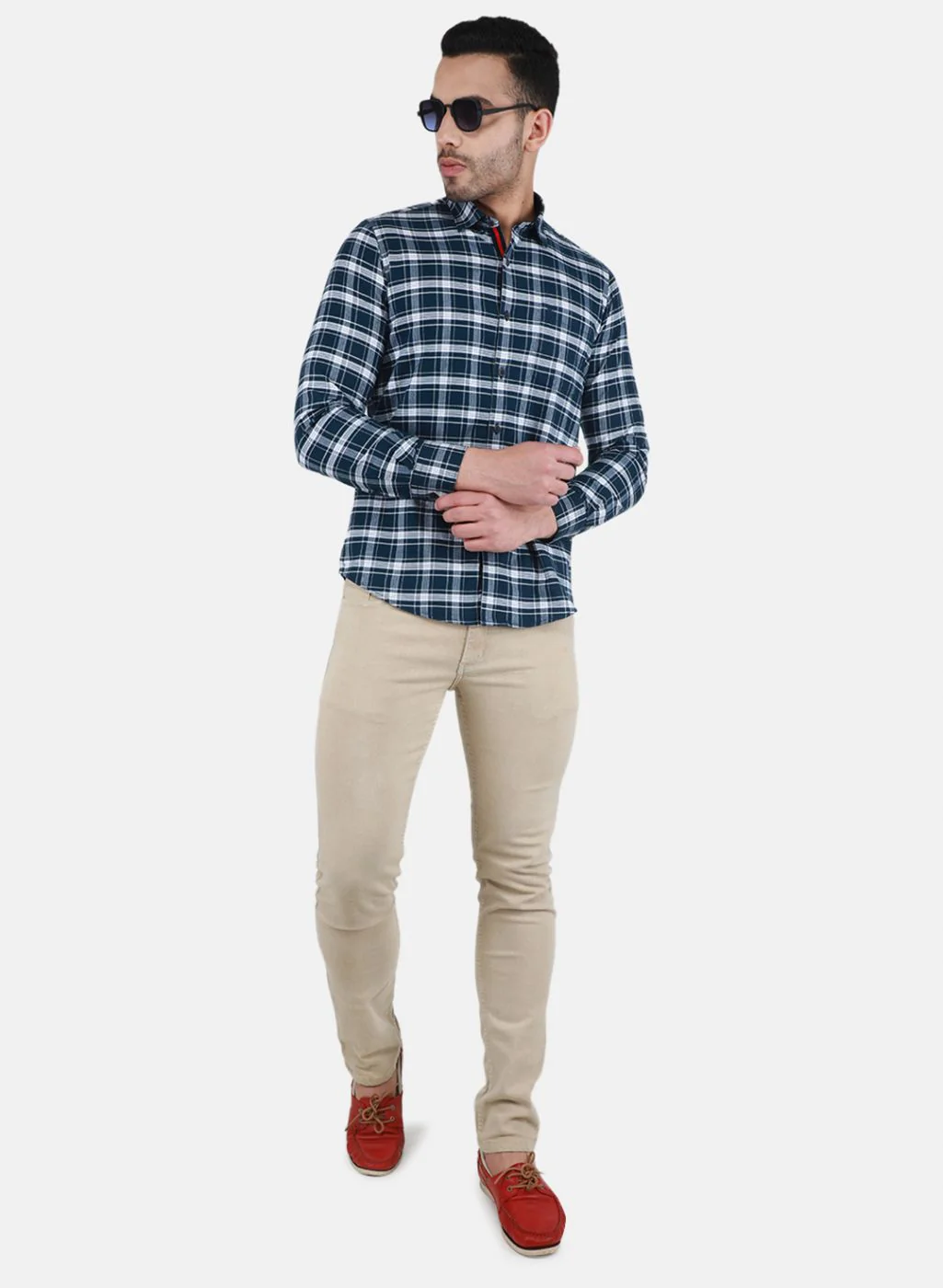 Men NAvy Blue Check Shirt - Image 4