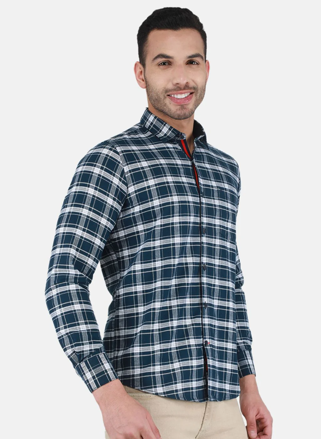 Men NAvy Blue Check Shirt - Image 6