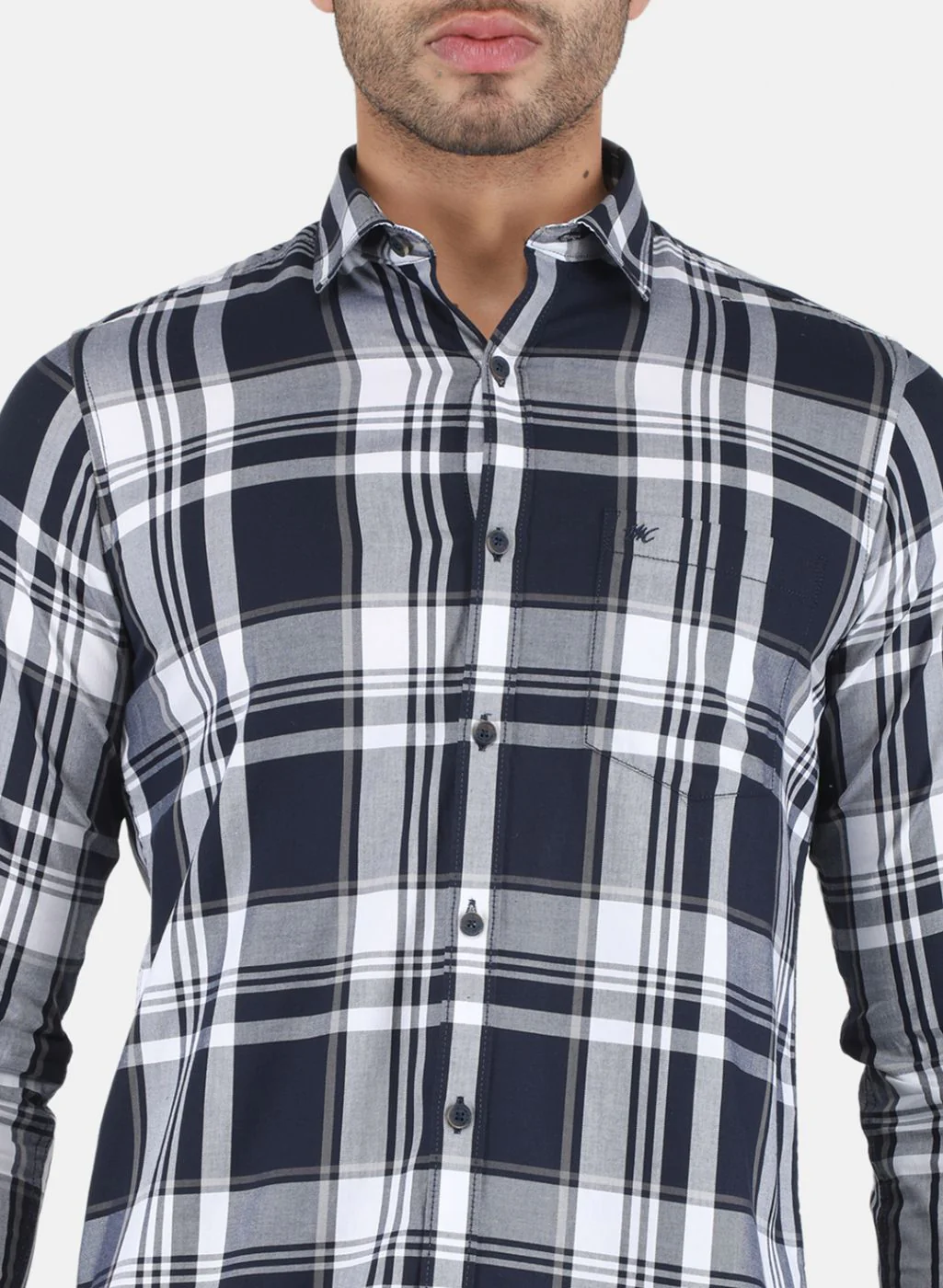 Men NAvy Blue Check Shirt - Image 5