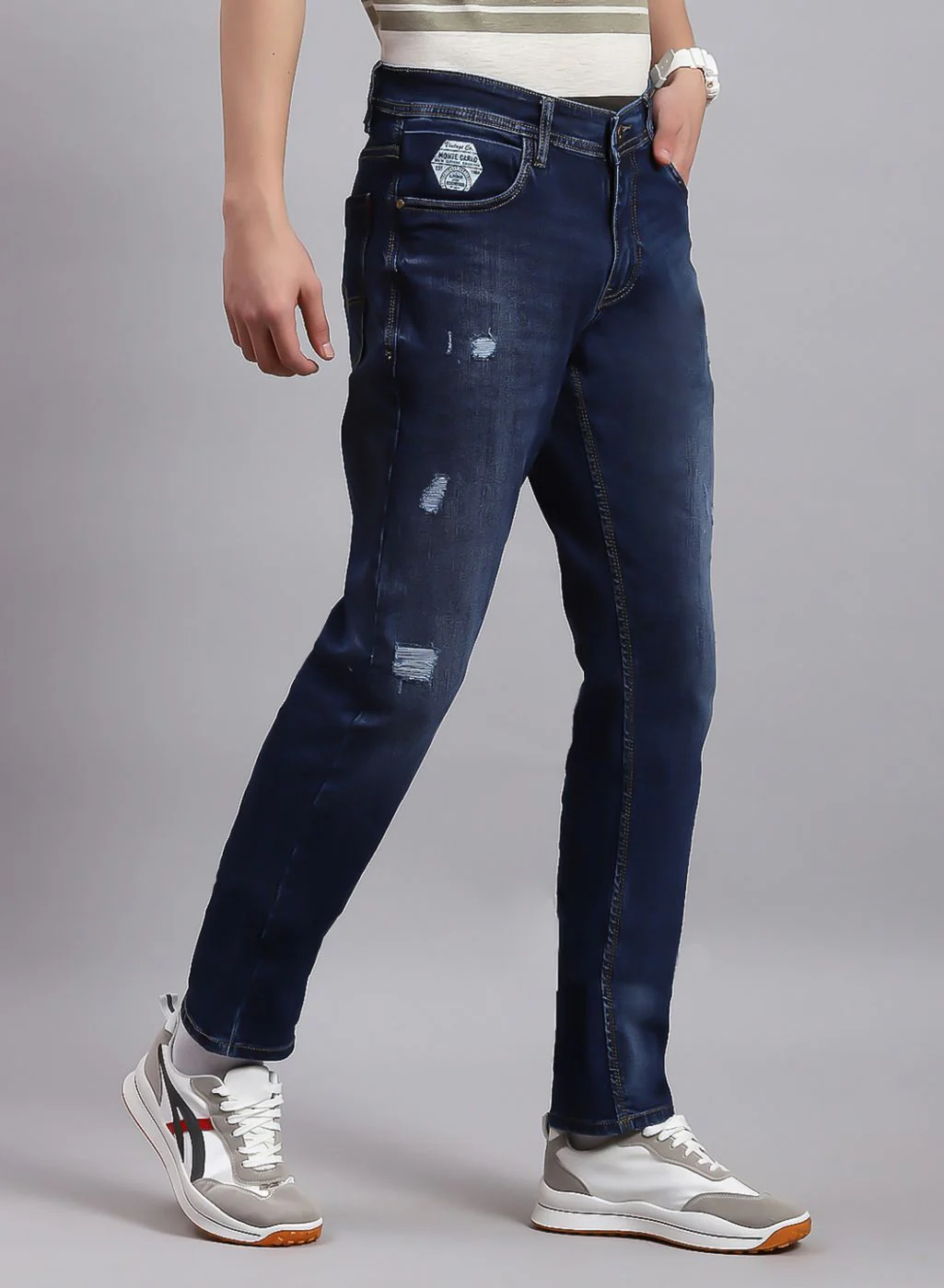 Men NAvy Blue NArrow Fit Denim - Image 4