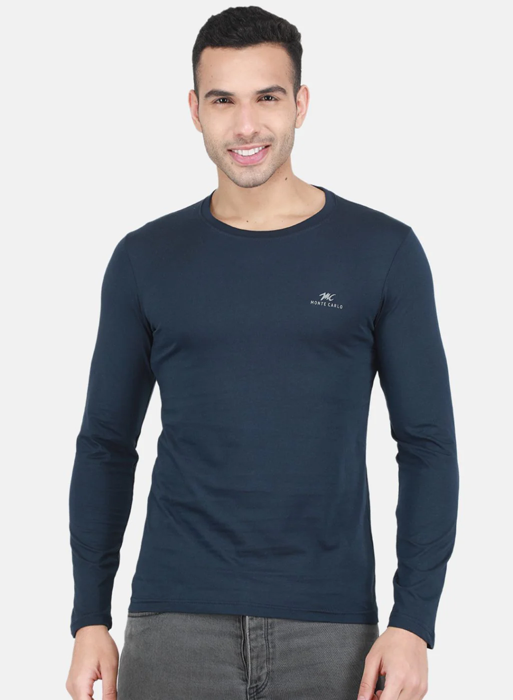 Men NAvy Blue Plain T-Shirt - Image 6