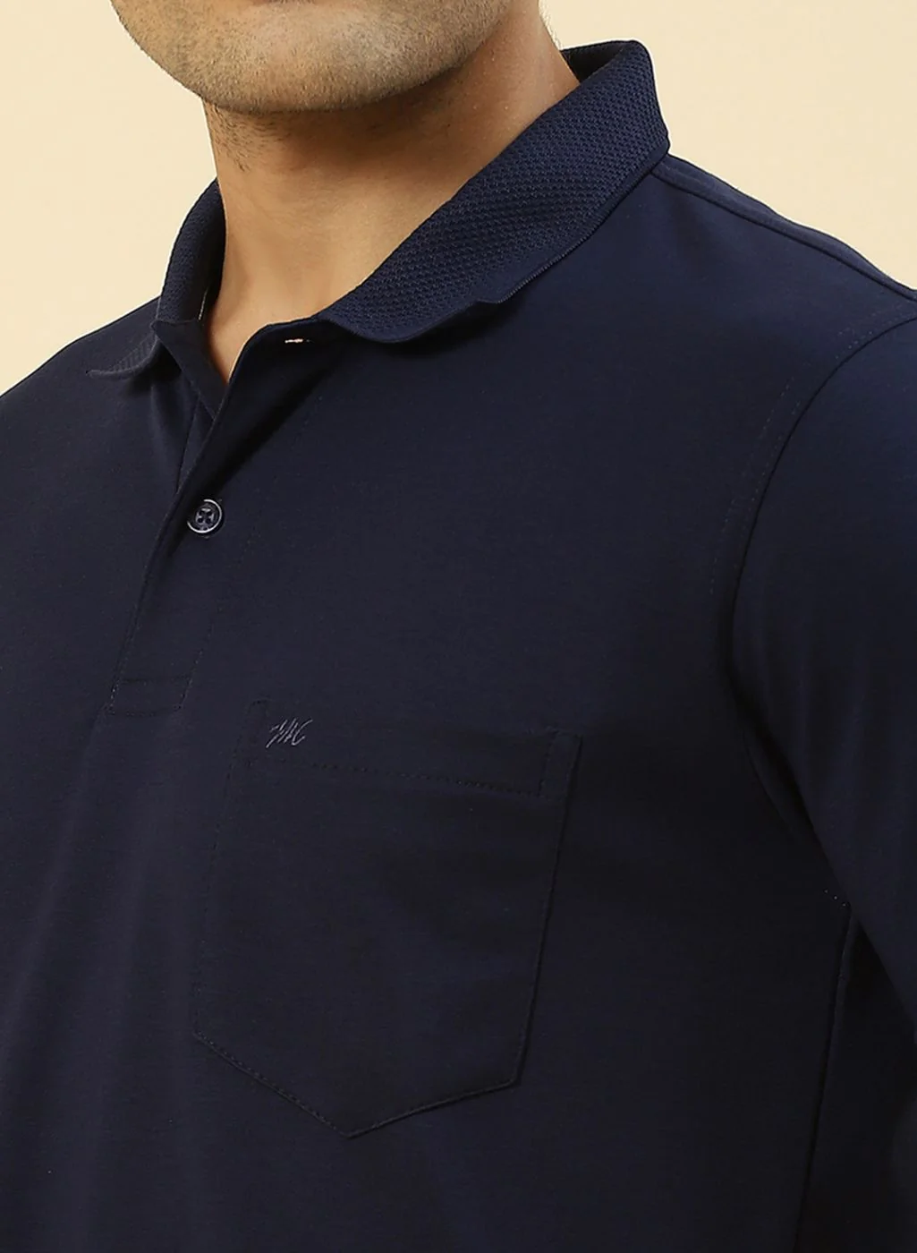 Men NAvy Blue Plain T-Shirt - Image 6