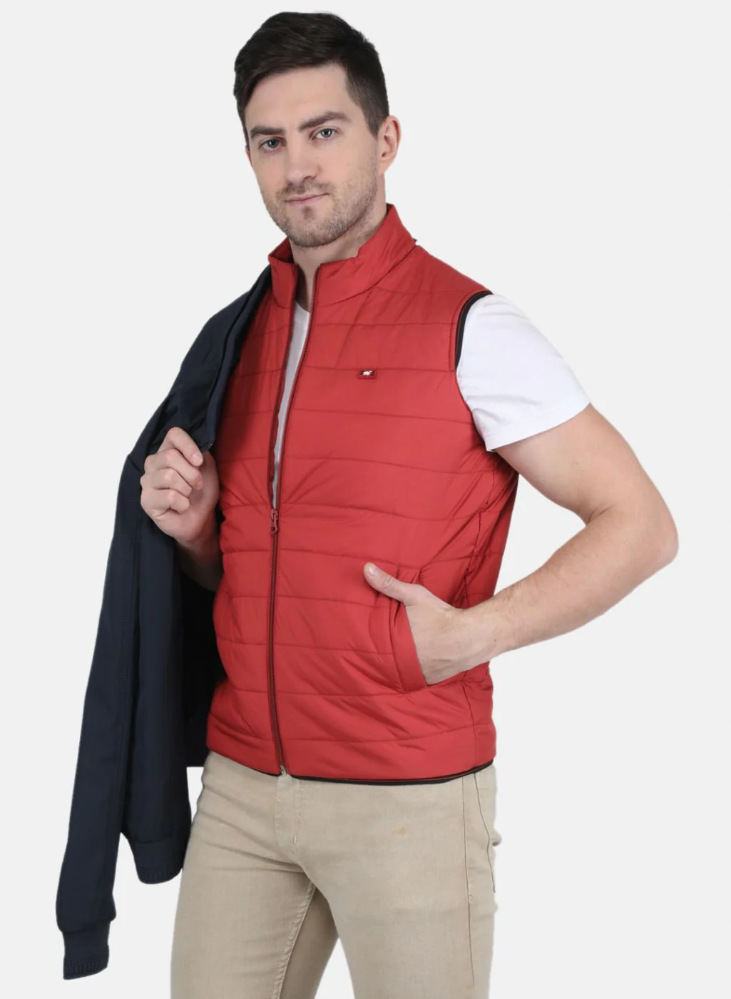 Men Navy Blue & Red Reversible Jacket (2 Pcs) - Image 7