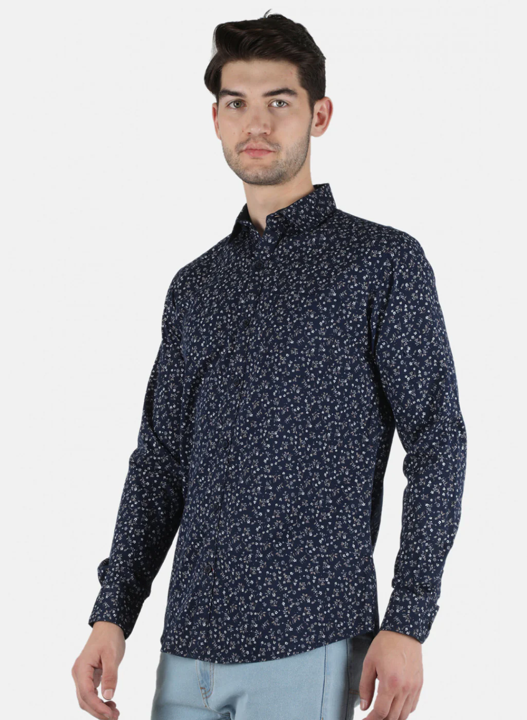 Men NAvy Blue Printed Shirt - Image 2