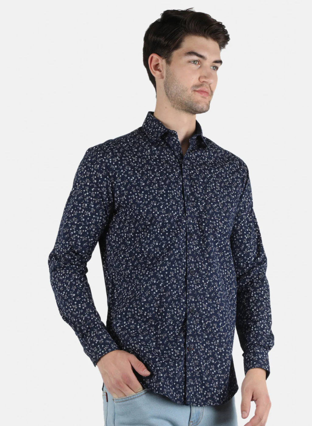 Men NAvy Blue Printed Shirt - Image 6