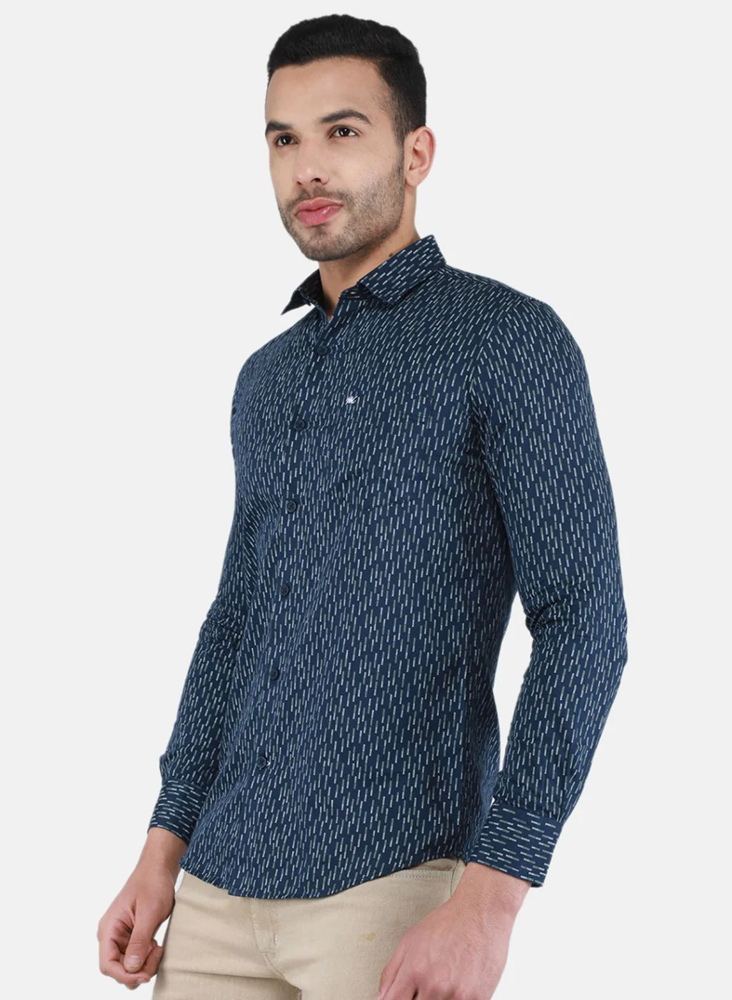 Men NAvy Blue Printed Shirt - Image 2