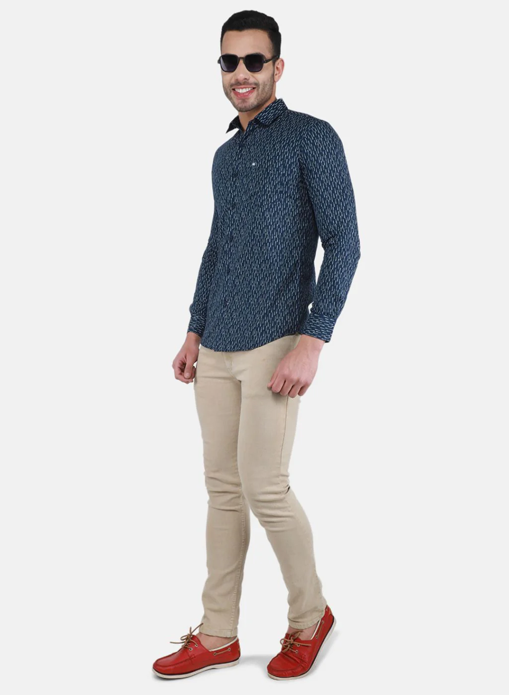 Men NAvy Blue Printed Shirt - Image 4