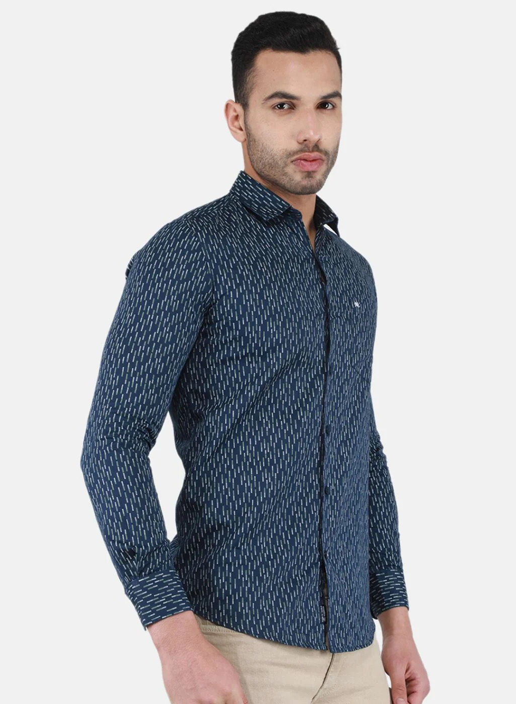 Men NAvy Blue Printed Shirt - Image 6