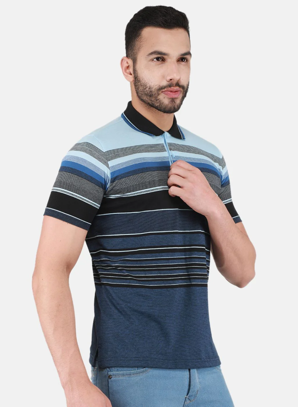 Men NAvy Blue Printed T-Shirt - Image 6