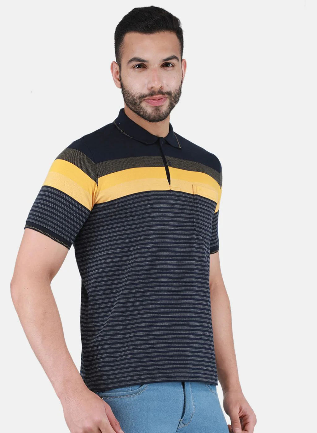 Men NAvy Blue Printed T-Shirt - Image 6