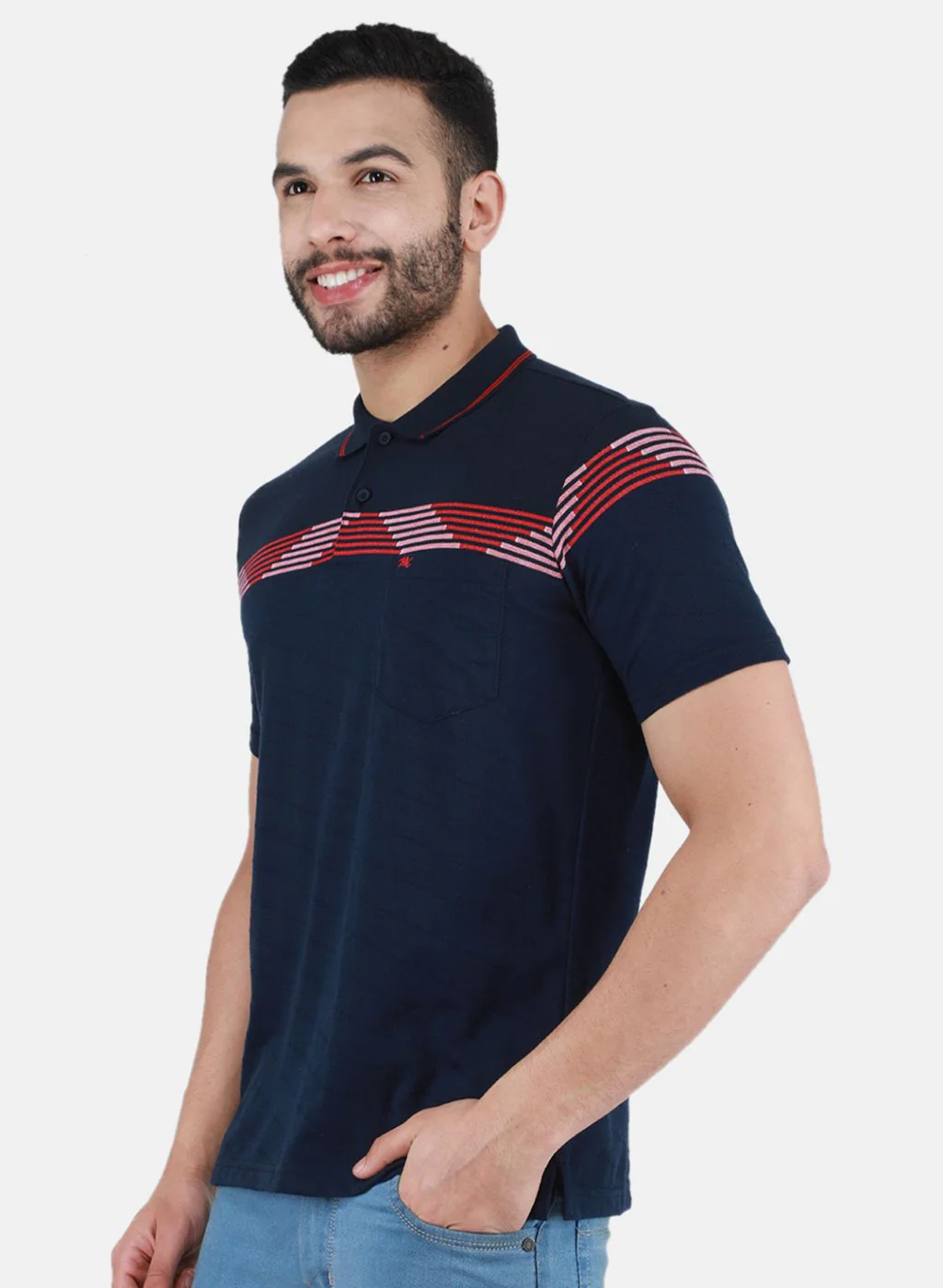 Men NAvy Blue Printed T-Shirt - Image 2