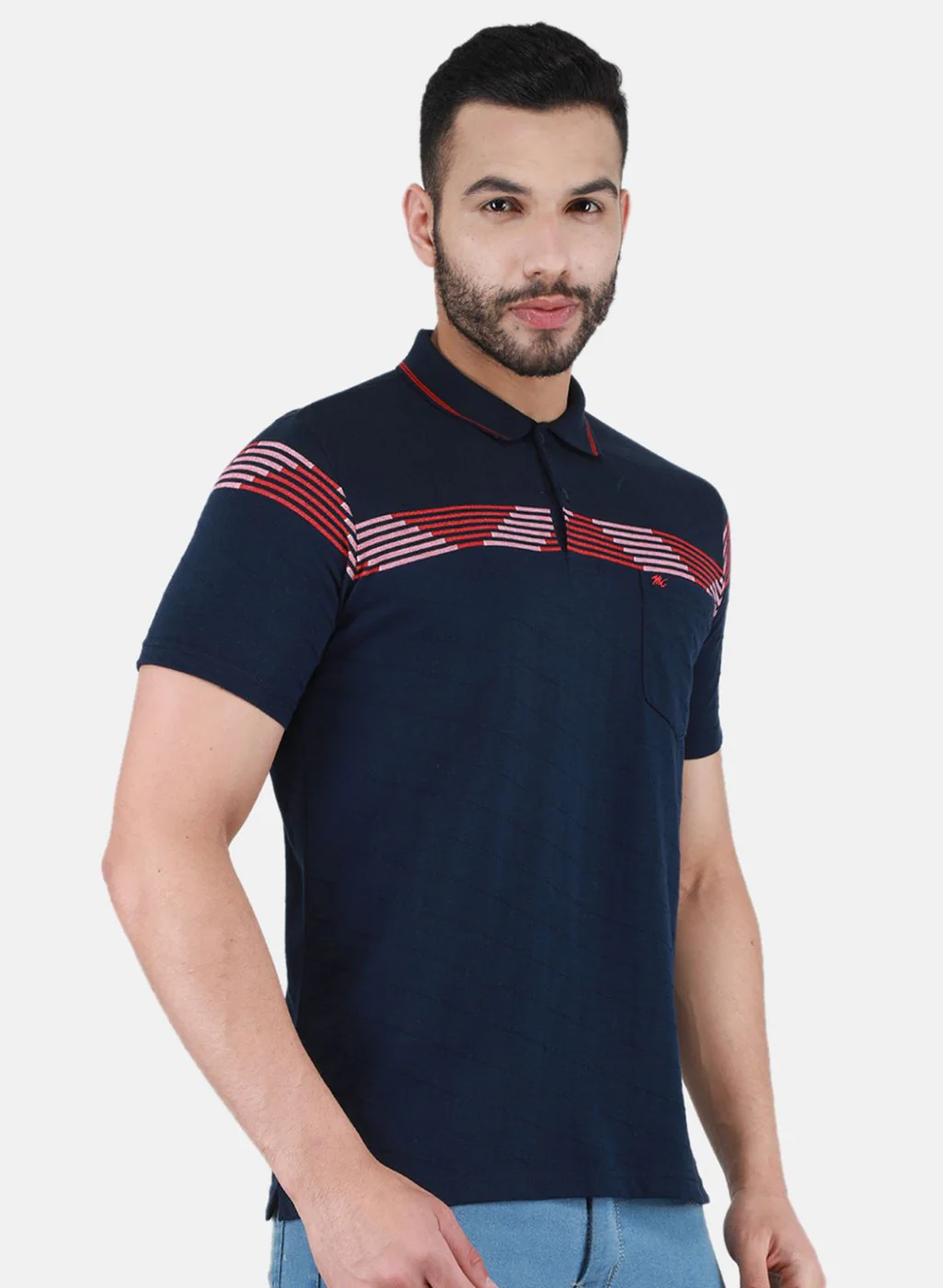 Men NAvy Blue Printed T-Shirt - Image 6
