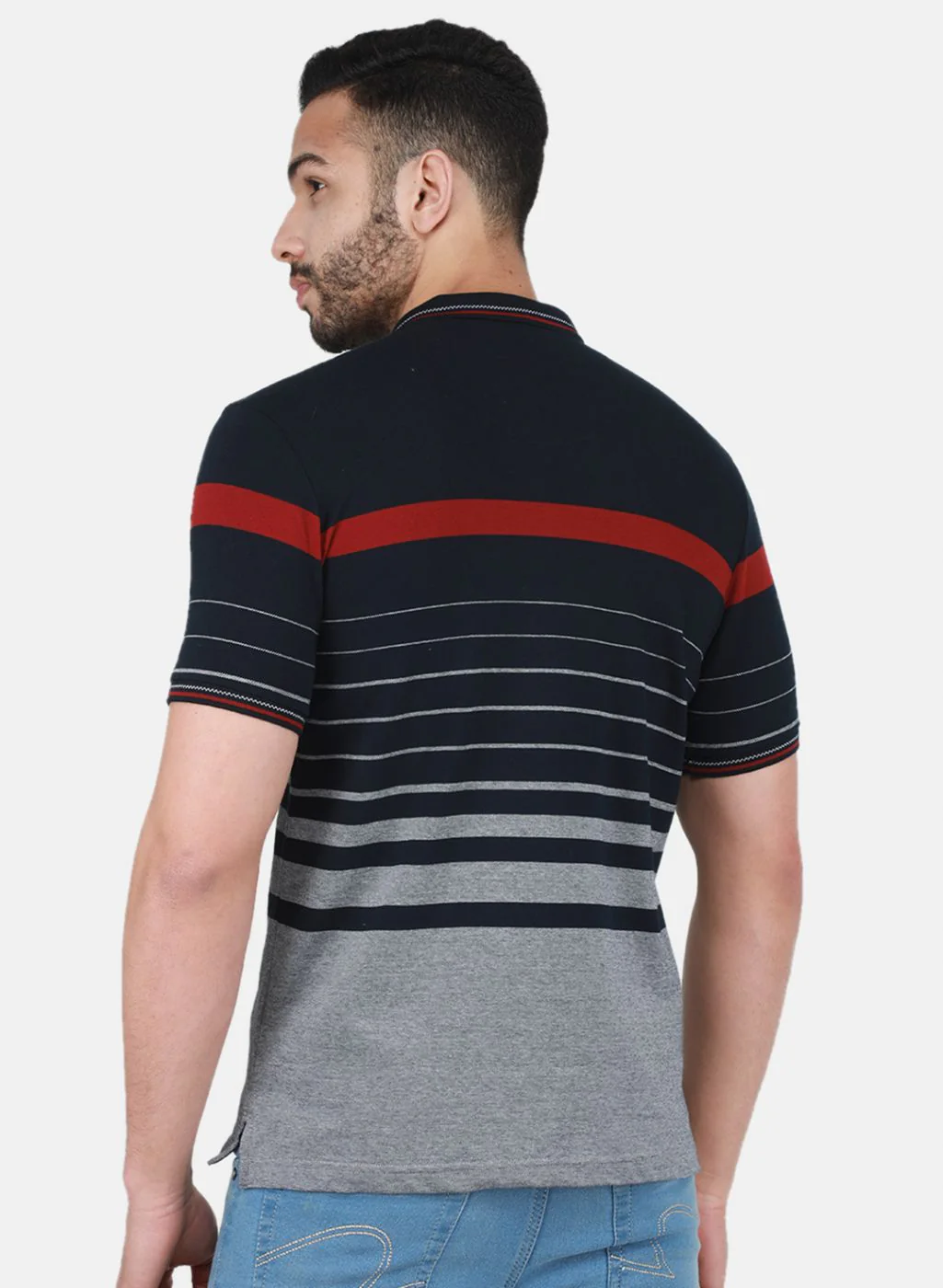 Men NAvy Blue Printed T-Shirt - Image 3