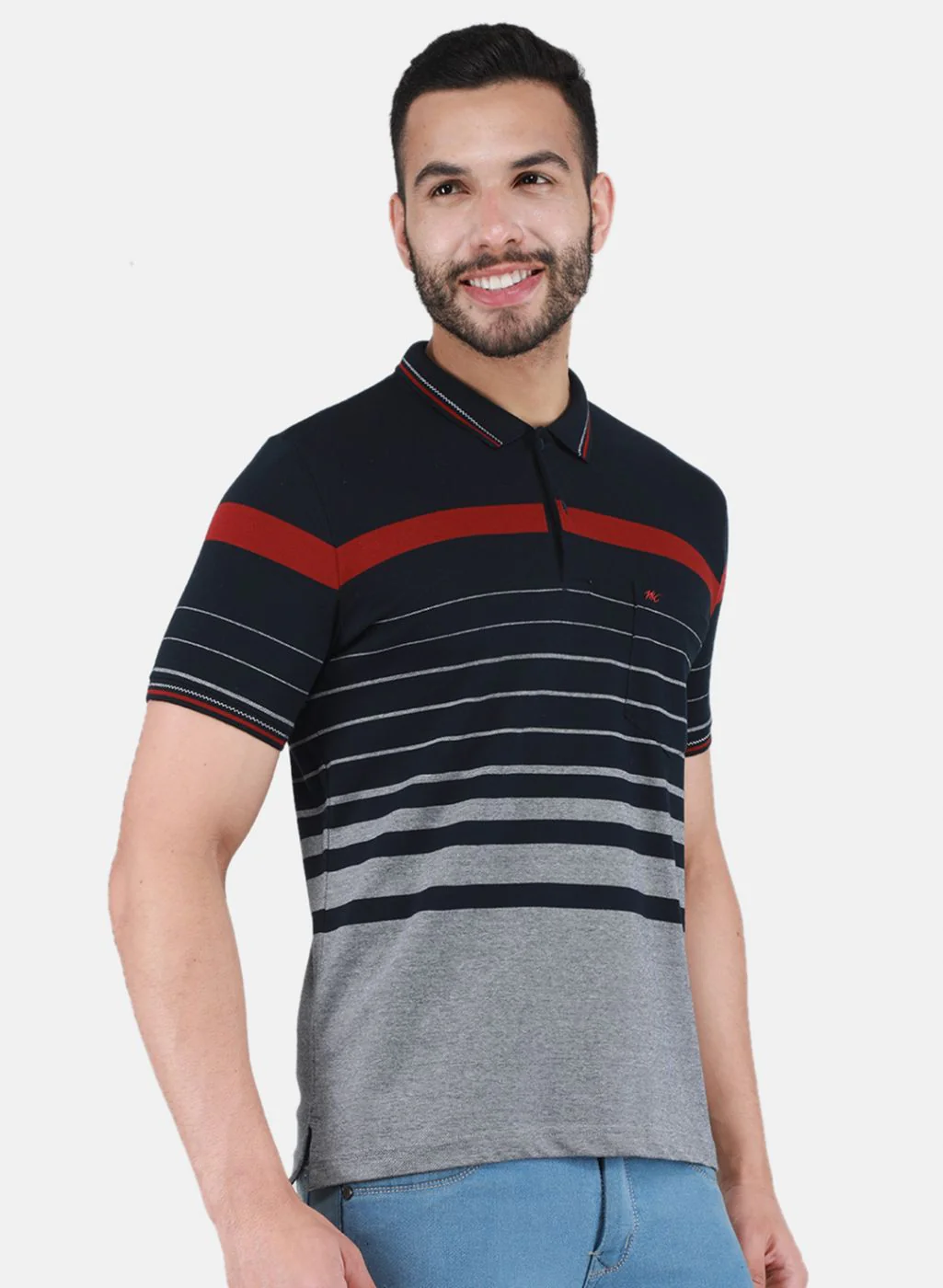 Men NAvy Blue Printed T-Shirt - Image 6