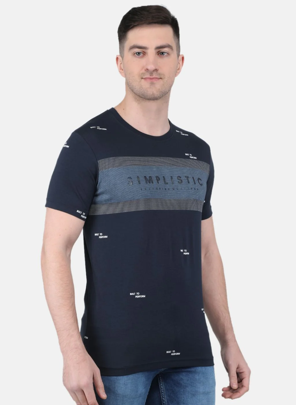 Men NAvy Blue Printed T-Shirt - Image 6
