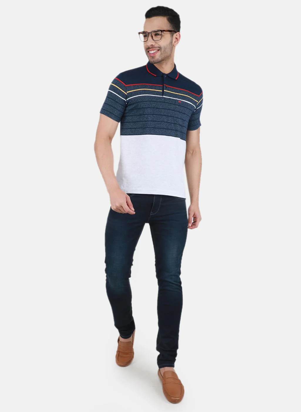 Men NAvy Blue Printed T-Shirt - Image 4
